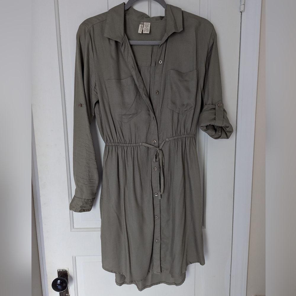Olive green shirt dress, Japna